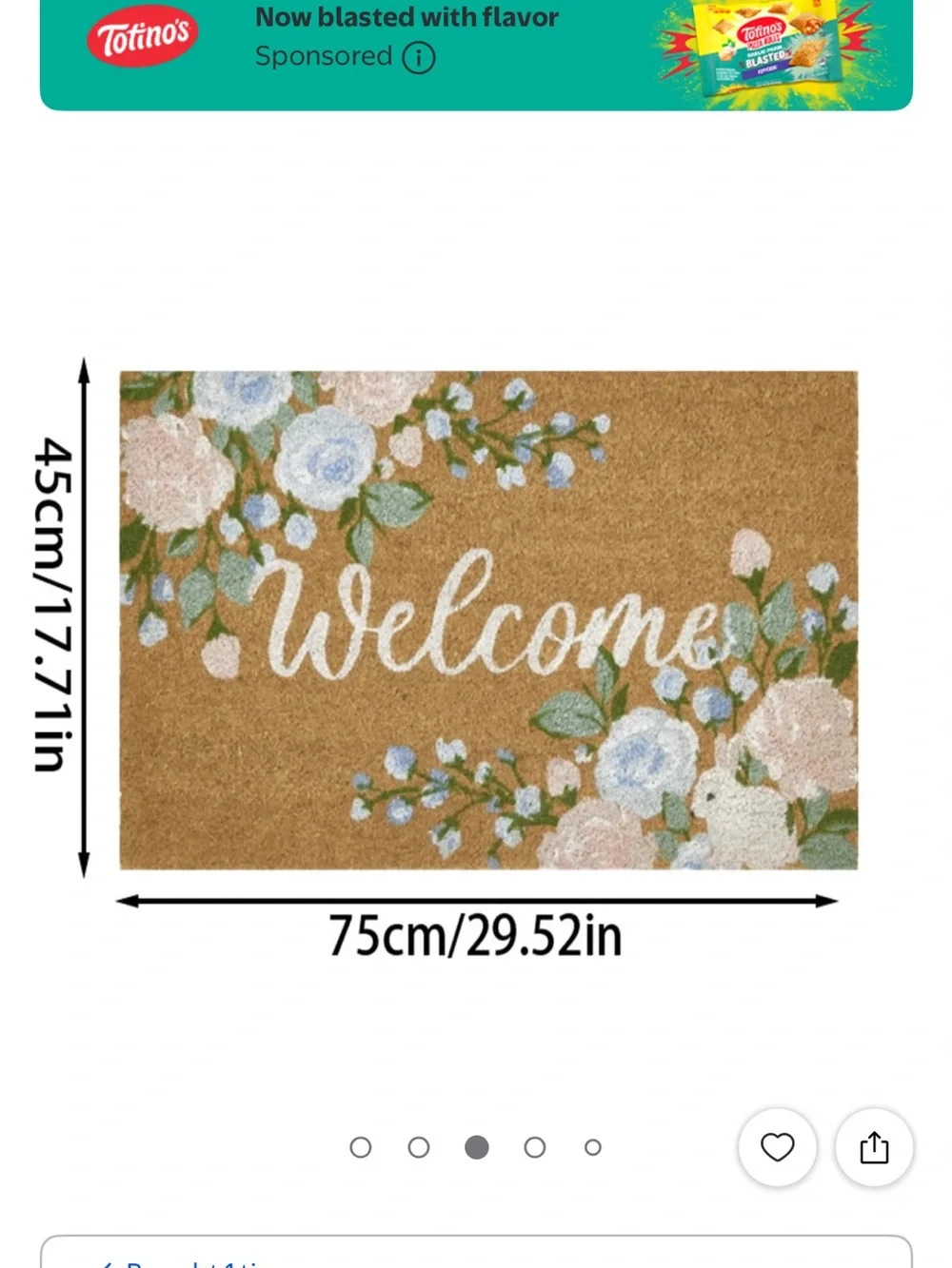 Coir 'Welcome' Doormat with Pastel Floral Accents - Brown
